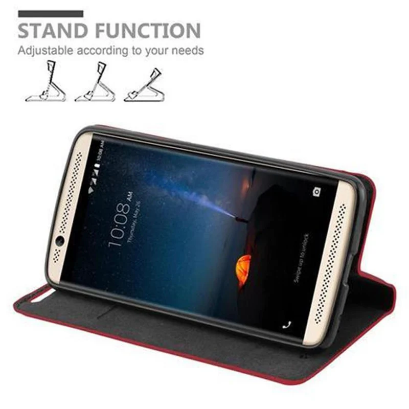 Cadorabo Hülle kompatibel mit ZTE Axon 7 Schutzhülle mit Magnetverschluss, Standfunktion und Kartenfach