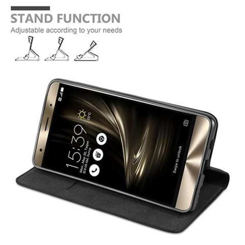Cadorabo Hülle kompatibel mit Asus ZenFone 3 DELUXE Schutzhülle mit Magnetverschluss, Standfunktion und Kartenfach