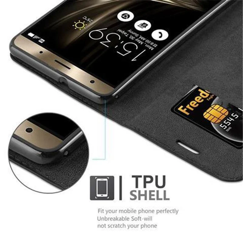 Cadorabo Hülle kompatibel mit Asus ZenFone 3 DELUXE Schutzhülle mit Magnetverschluss, Standfunktion und Kartenfach