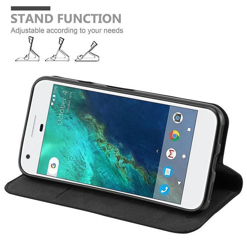 Cadorabo Hülle kompatibel mit Google PIXEL Schutzhülle mit Magnetverschluss, Standfunktion und Kartenfach