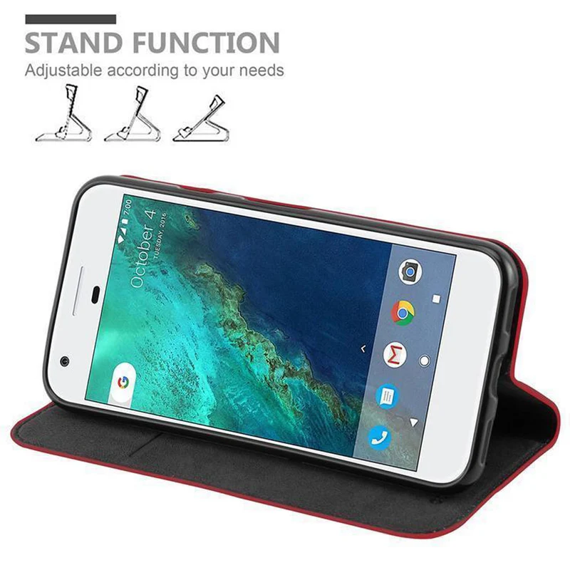 Cadorabo Hülle kompatibel mit Google PIXEL Schutzhülle mit Magnetverschluss, Standfunktion und Kartenfach