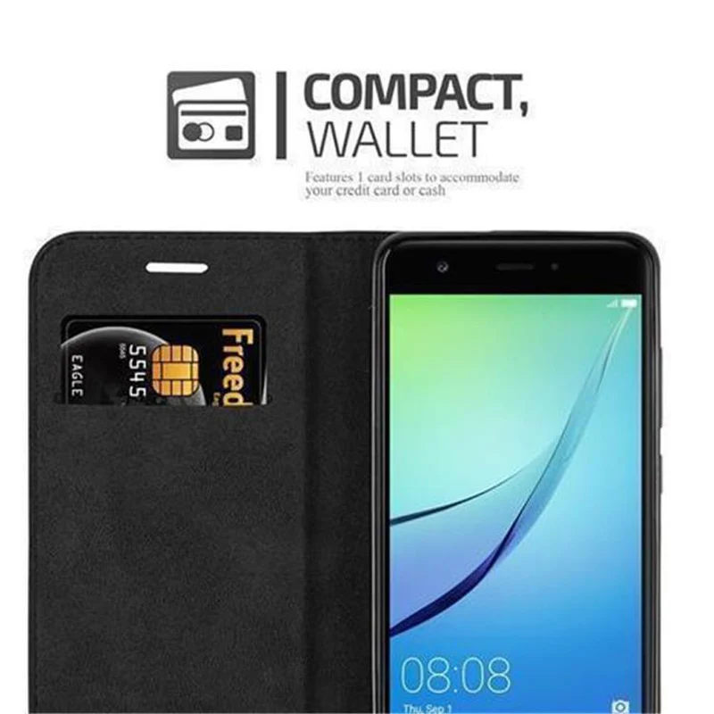 Cadorabo Hülle kompatibel mit Huawei NOVA Schutzhülle mit Magnetverschluss, Standfunktion und Kartenfach
