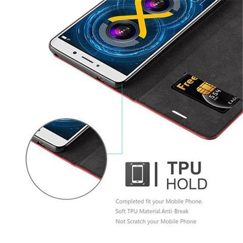 Cadorabo Hülle kompatibel mit Huawei MATE 9 LITE / GR5 2017 / Honor 6X Schutzhülle mit Magnetverschluss, Standfunktion und Kartenfach