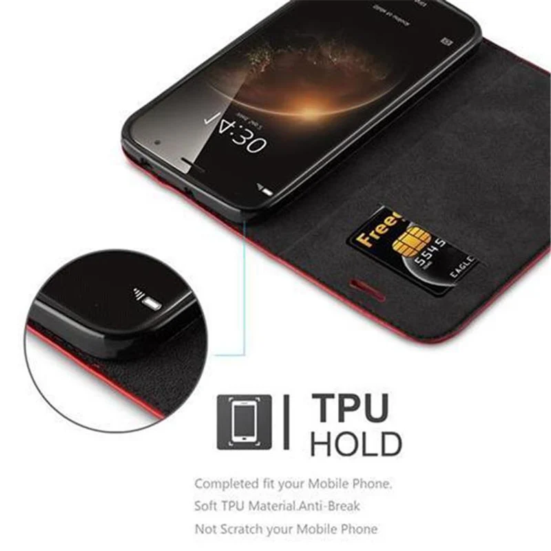 Cadorabo Hülle kompatibel mit Huawei ASCEND G7 PLUS / G8 / GX8 Schutzhülle mit Magnetverschluss, Standfunktion und Kartenfach