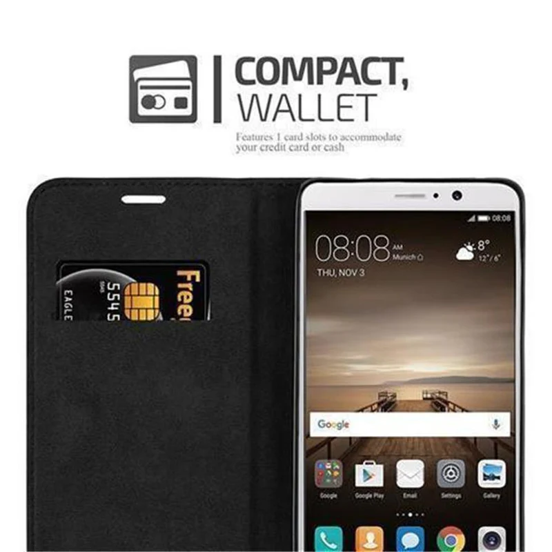 Cadorabo Hülle kompatibel mit Huawei MATE 9 Schutzhülle mit Magnetverschluss, Standfunktion und Kartenfach
