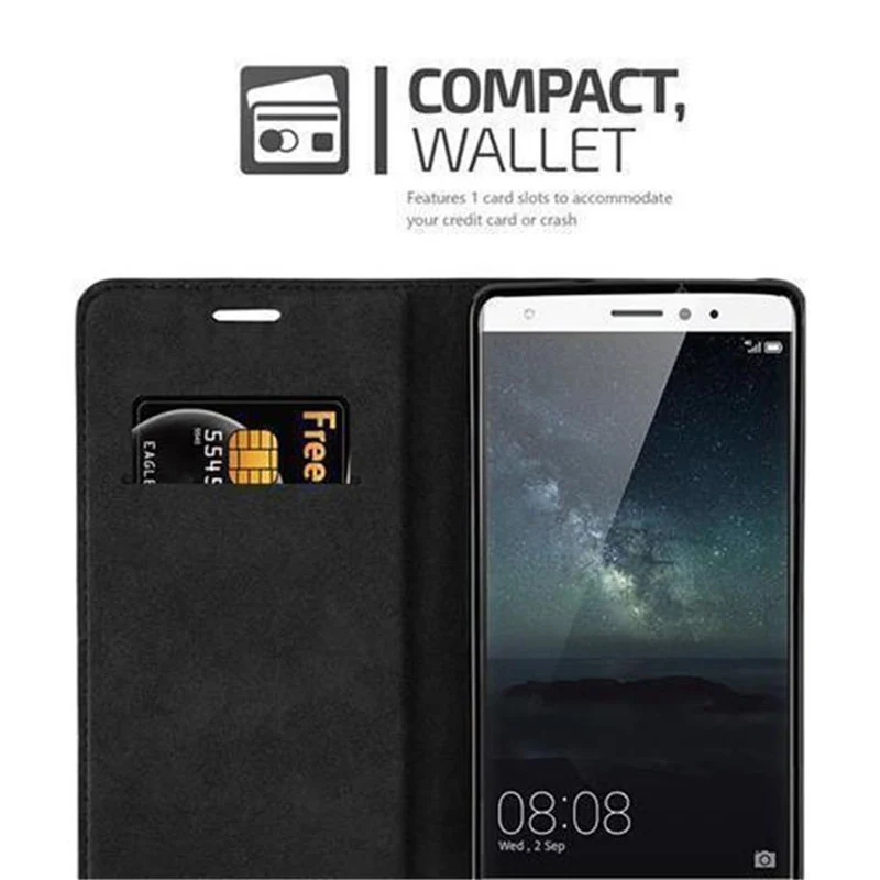 Cadorabo Hülle kompatibel mit Huawei MATE S Schutzhülle mit Magnetverschluss, Standfunktion und Kartenfach