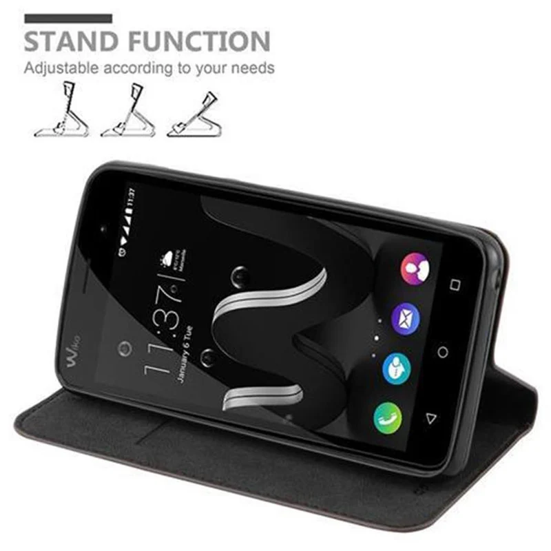 Cadorabo Hülle kompatibel mit WIKO JERRY Schutzhülle mit Magnetverschluss, Standfunktion und Kartenfach