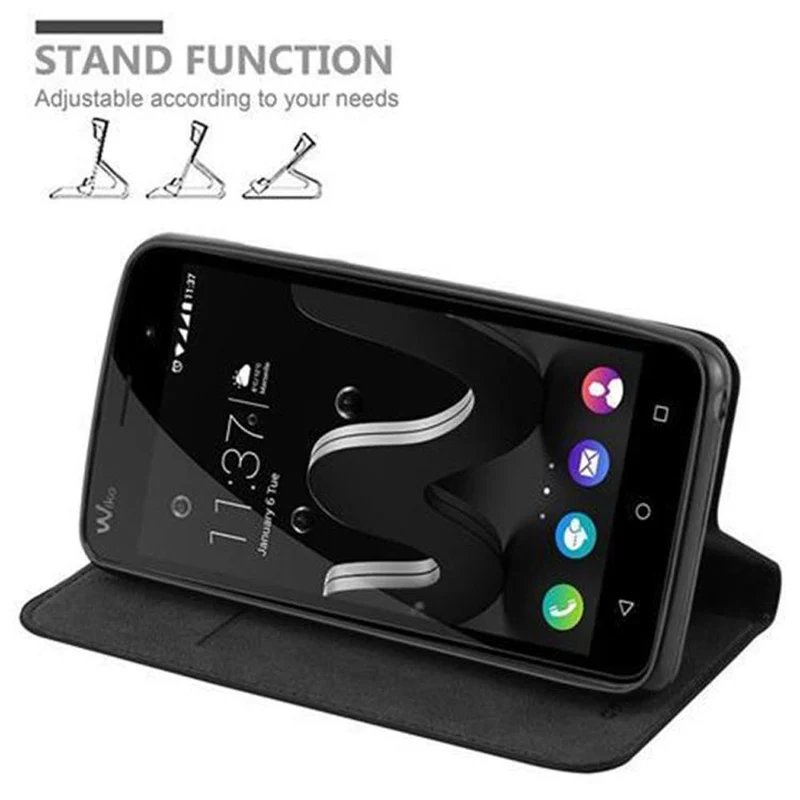 Cadorabo Hülle kompatibel mit WIKO JERRY Schutzhülle mit Magnetverschluss, Standfunktion und Kartenfach