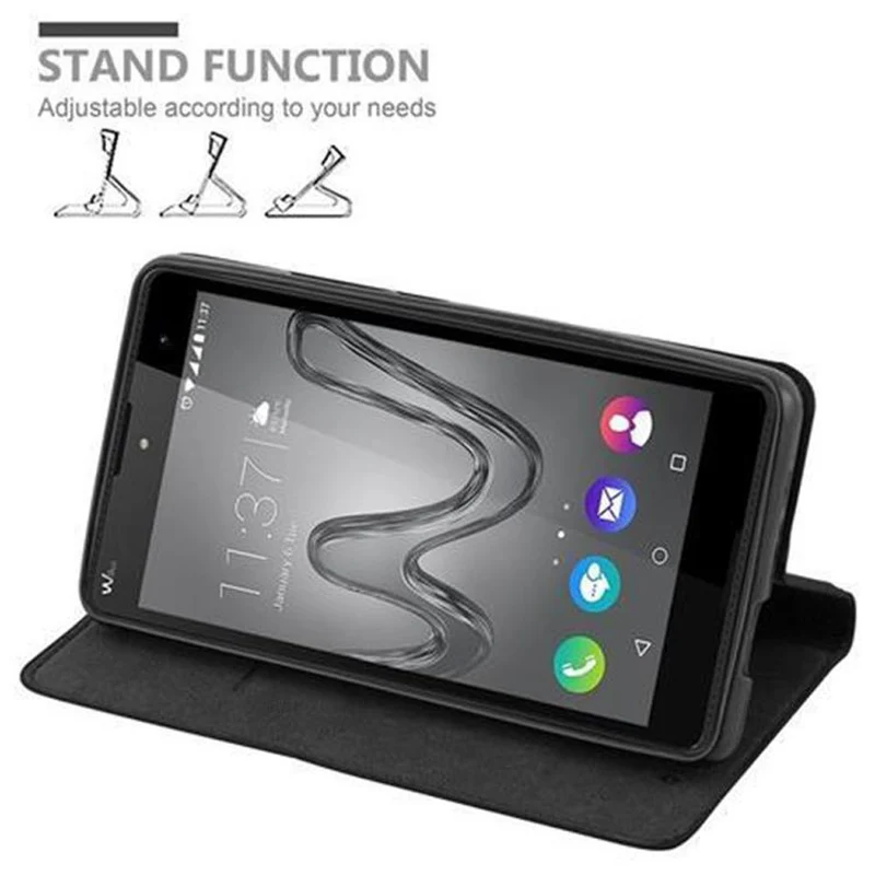 Cadorabo Hülle kompatibel mit WIKO ROBBY Schutzhülle mit Magnetverschluss, Standfunktion und Kartenfach
