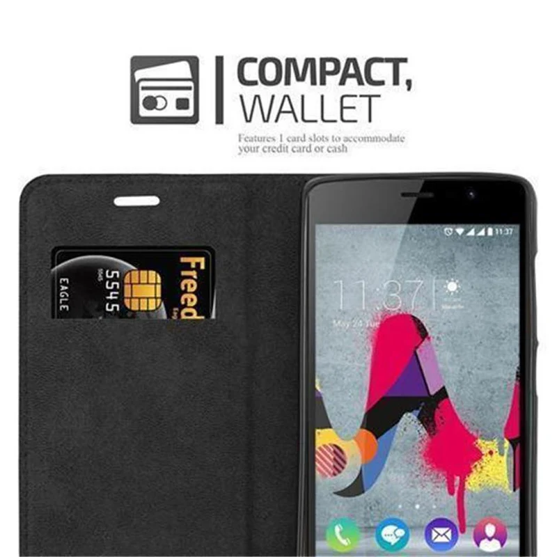 Cadorabo Hülle kompatibel mit WIKO U FEEL LITE Schutzhülle mit Magnetverschluss, Standfunktion und Kartenfach