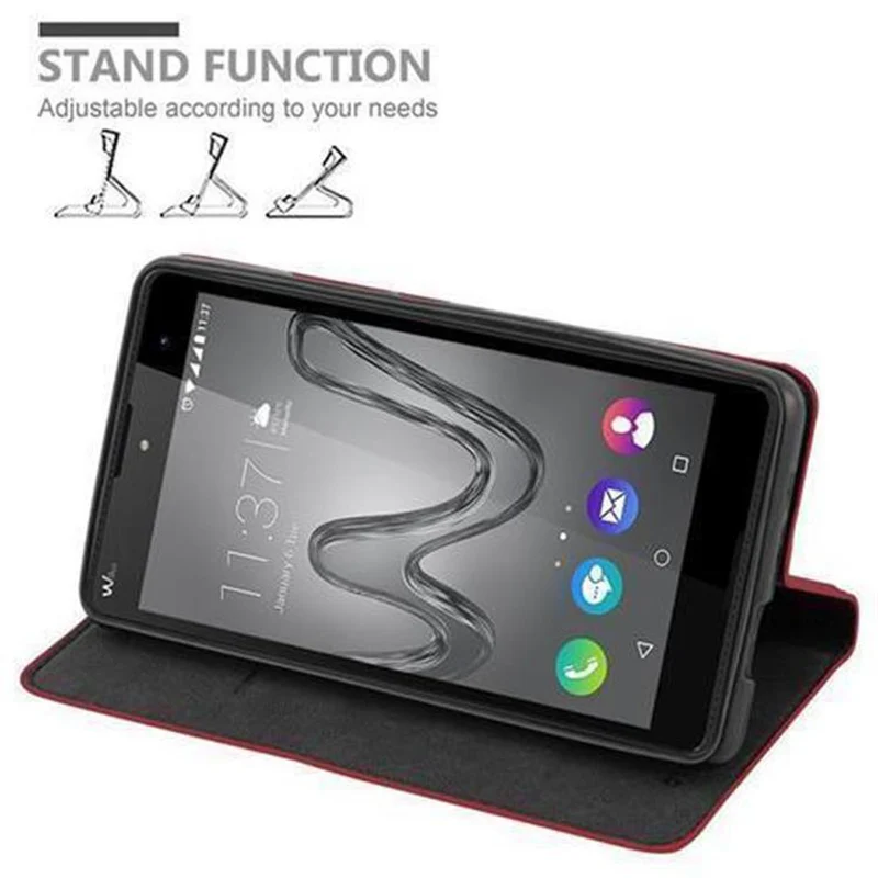 Cadorabo Hülle kompatibel mit WIKO U FEEL LITE Schutzhülle mit Magnetverschluss, Standfunktion und Kartenfach