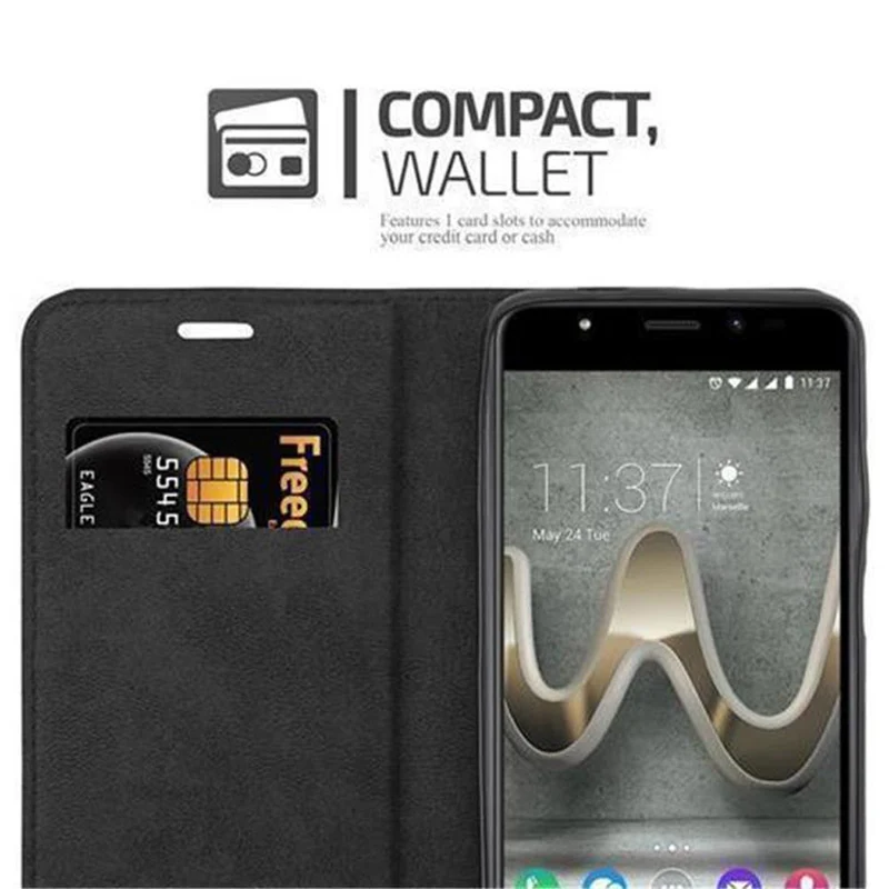 Cadorabo Hülle kompatibel mit WIKO U FEEL PRIME Schutzhülle mit Magnetverschluss, Standfunktion und Kartenfach