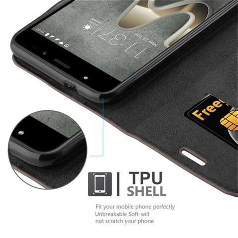 Cadorabo Hülle kompatibel mit WIKO U FEEL PRIME Schutzhülle mit Magnetverschluss, Standfunktion und Kartenfach
