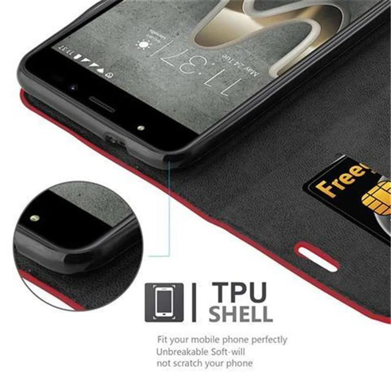 Cadorabo Hülle kompatibel mit WIKO U FEEL PRIME Schutzhülle mit Magnetverschluss, Standfunktion und Kartenfach