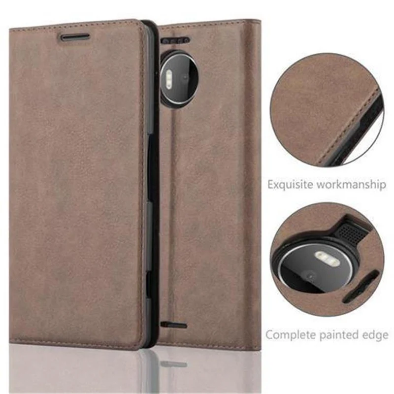 Cadorabo Hülle kompatibel mit Nokia Lumia 950 XL Schutzhülle mit Magnetverschluss, Standfunktion und Kartenfach