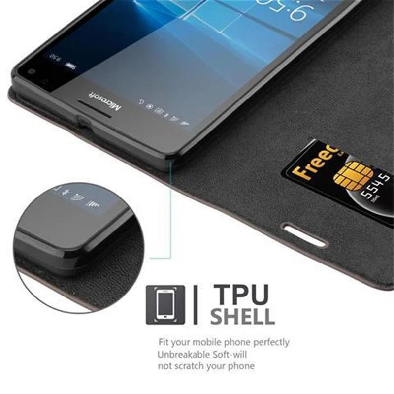 Cadorabo Hülle kompatibel mit Nokia Lumia 950 XL Schutzhülle mit Magnetverschluss, Standfunktion und Kartenfach
