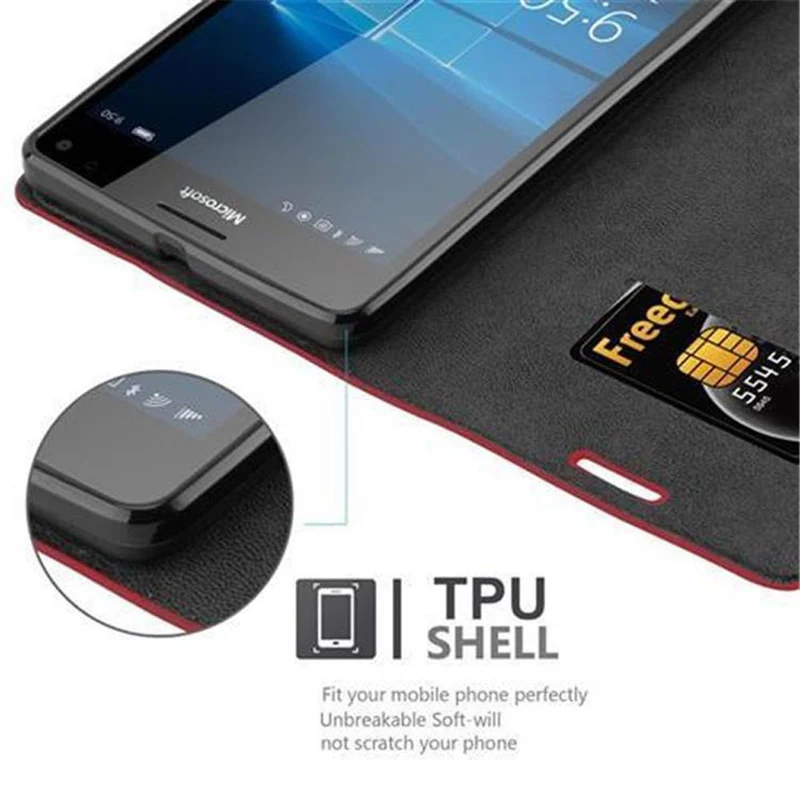 Cadorabo Hülle kompatibel mit Nokia Lumia 950 XL Schutzhülle mit Magnetverschluss, Standfunktion und Kartenfach