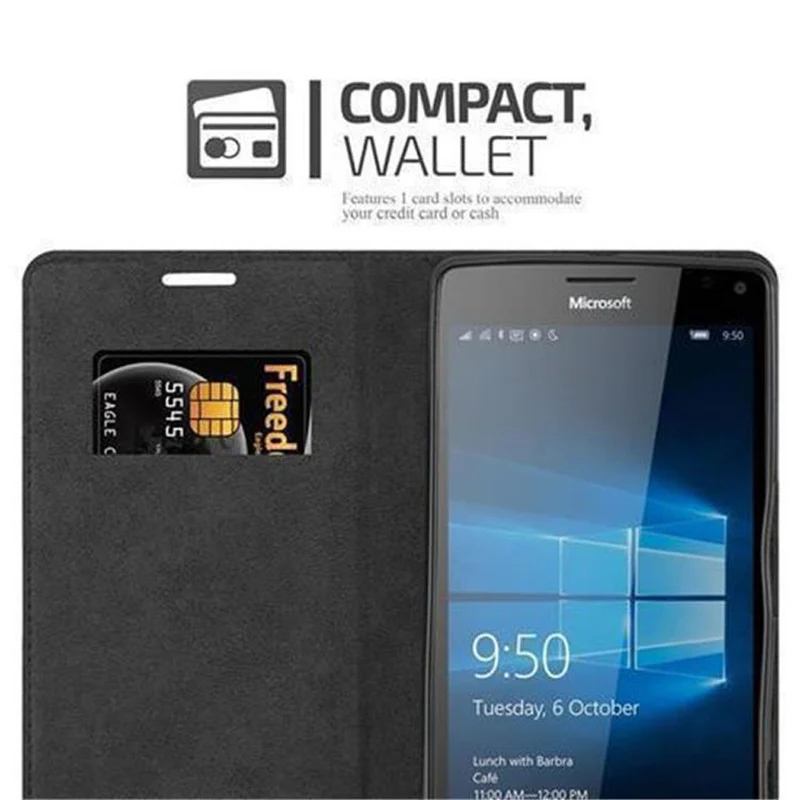 Cadorabo Hülle kompatibel mit Nokia Lumia 950 XL Schutzhülle mit Magnetverschluss, Standfunktion und Kartenfach