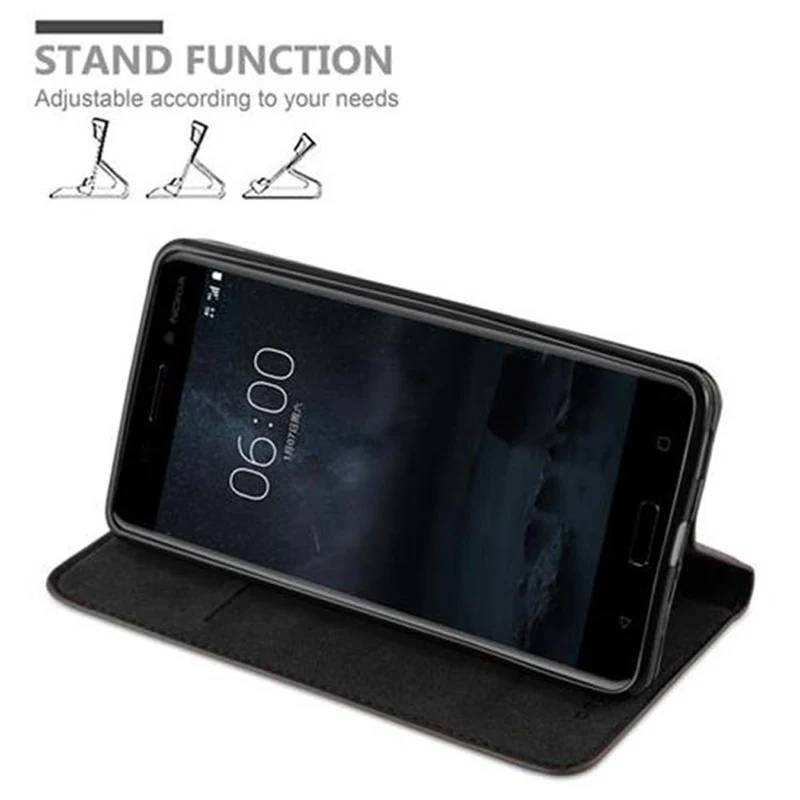 Cadorabo Hülle kompatibel mit Nokia 6 2017 Schutzhülle mit Magnetverschluss, Standfunktion und Kartenfach