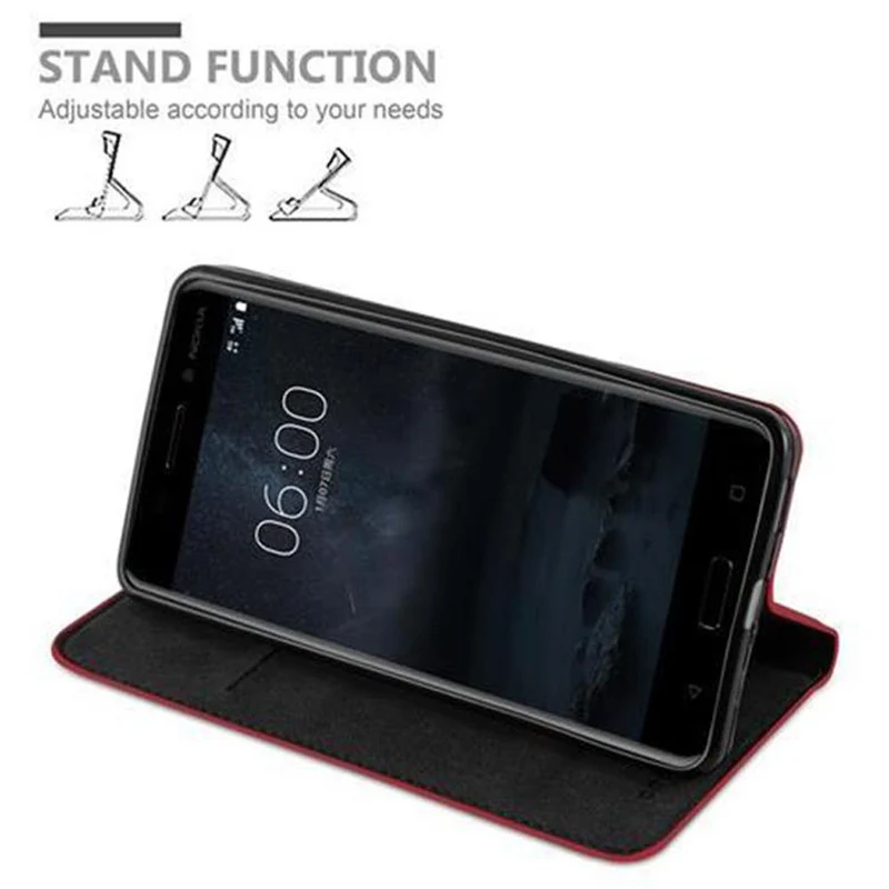 Cadorabo Hülle kompatibel mit Nokia 6 2017 Schutzhülle mit Magnetverschluss, Standfunktion und Kartenfach