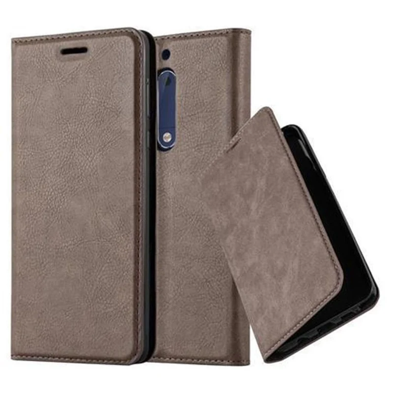 Cadorabo Hülle kompatibel mit Nokia 5 2017 Schutzhülle mit Magnetverschluss, Standfunktion und Kartenfach