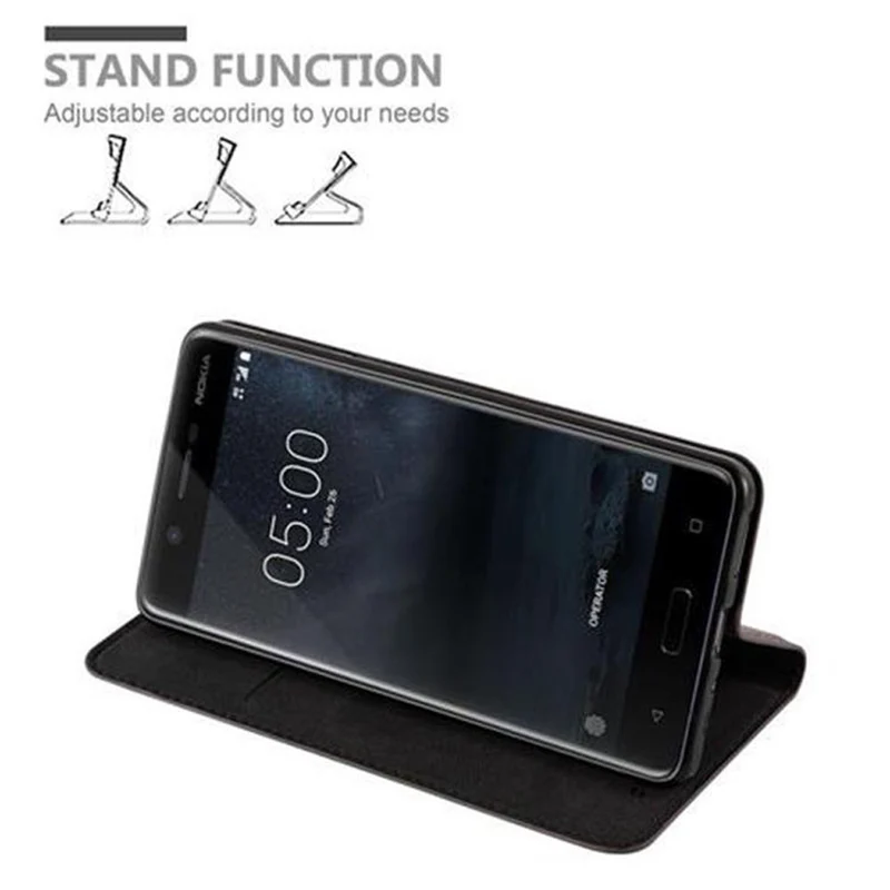 Cadorabo Hülle kompatibel mit Nokia 5 2017 Schutzhülle mit Magnetverschluss, Standfunktion und Kartenfach