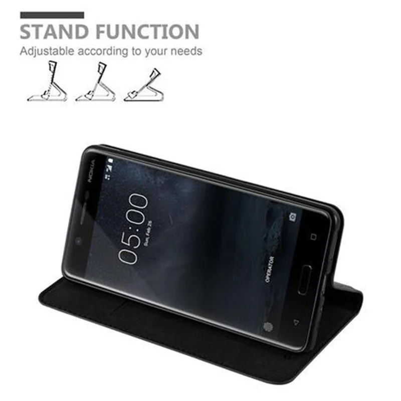 Cadorabo Hülle kompatibel mit Nokia 5 2017 Schutzhülle mit Magnetverschluss, Standfunktion und Kartenfach