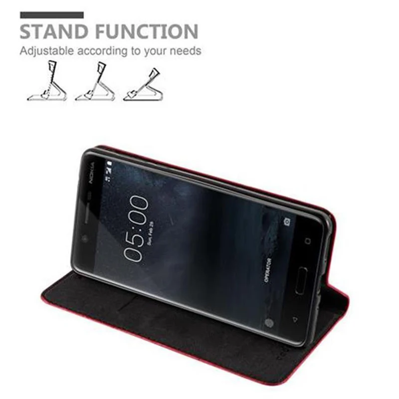 Cadorabo Hülle kompatibel mit Nokia 5 2017 Schutzhülle mit Magnetverschluss, Standfunktion und Kartenfach