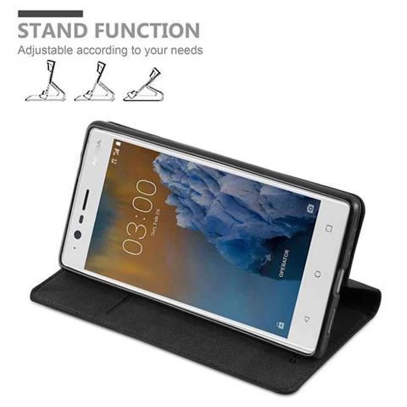 Cadorabo Hülle kompatibel mit Nokia 3 2017 Schutzhülle mit Magnetverschluss, Standfunktion und Kartenfach