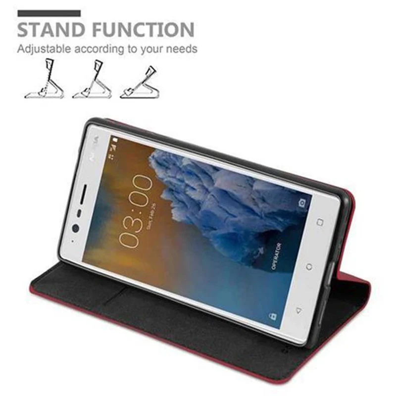 Cadorabo Hülle kompatibel mit Nokia 3 2017 Schutzhülle mit Magnetverschluss, Standfunktion und Kartenfach