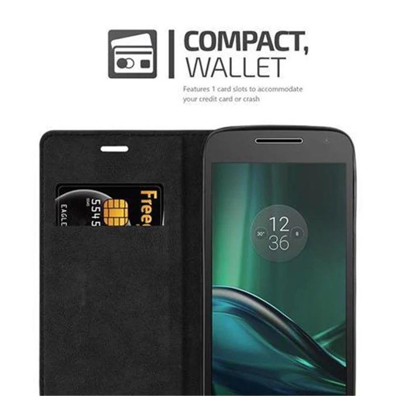 Cadorabo Hülle kompatibel mit Motorola MOTO G4 PLAY Schutzhülle mit Magnetverschluss, Standfunktion und Kartenfach