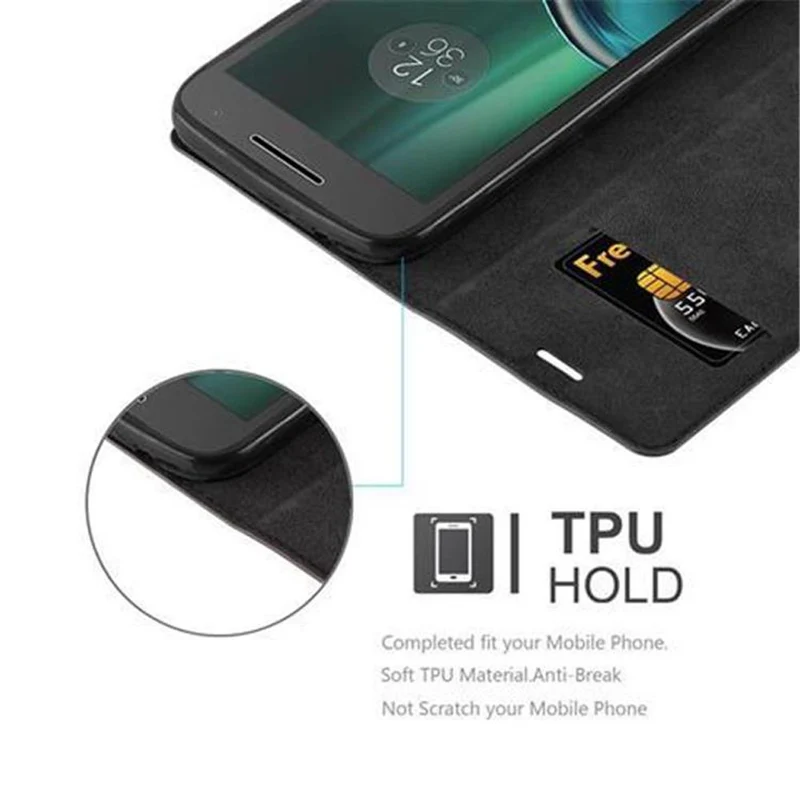 Cadorabo Hülle kompatibel mit Motorola MOTO G4 PLAY Schutzhülle mit Magnetverschluss, Standfunktion und Kartenfach
