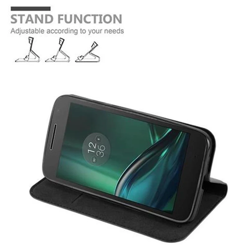 Cadorabo Hülle kompatibel mit Motorola MOTO G4 PLAY Schutzhülle mit Magnetverschluss, Standfunktion und Kartenfach