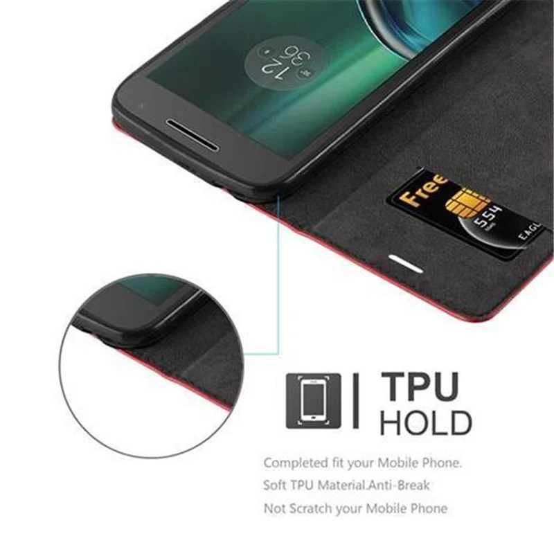 Cadorabo Hülle kompatibel mit Motorola MOTO G4 PLAY Schutzhülle mit Magnetverschluss, Standfunktion und Kartenfach