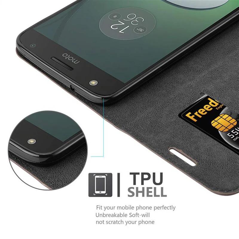 Cadorabo Hülle kompatibel mit Motorola MOTO Z PLAY Schutzhülle mit Magnetverschluss, Standfunktion und Kartenfach