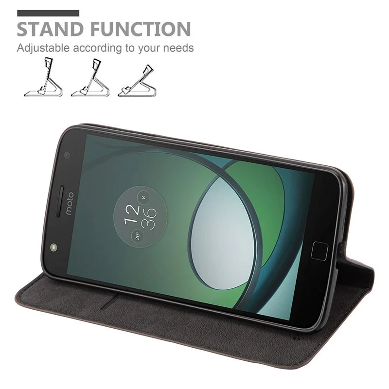Cadorabo Hülle kompatibel mit Motorola MOTO Z PLAY Schutzhülle mit Magnetverschluss, Standfunktion und Kartenfach