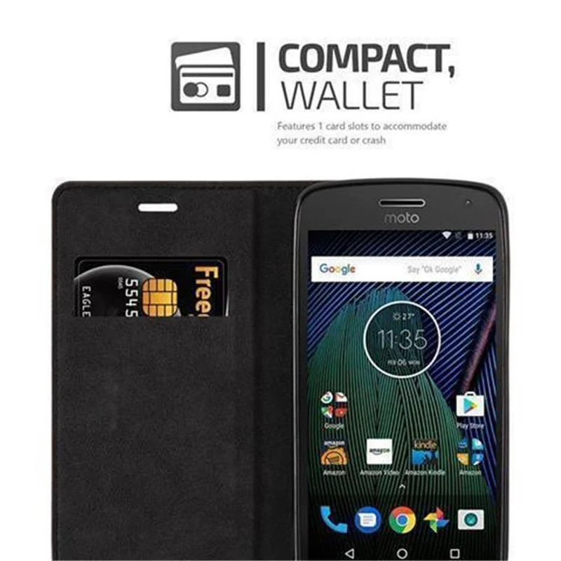 Cadorabo Hülle kompatibel mit Motorola MOTO G5 Schutzhülle mit Magnetverschluss, Standfunktion und Kartenfach