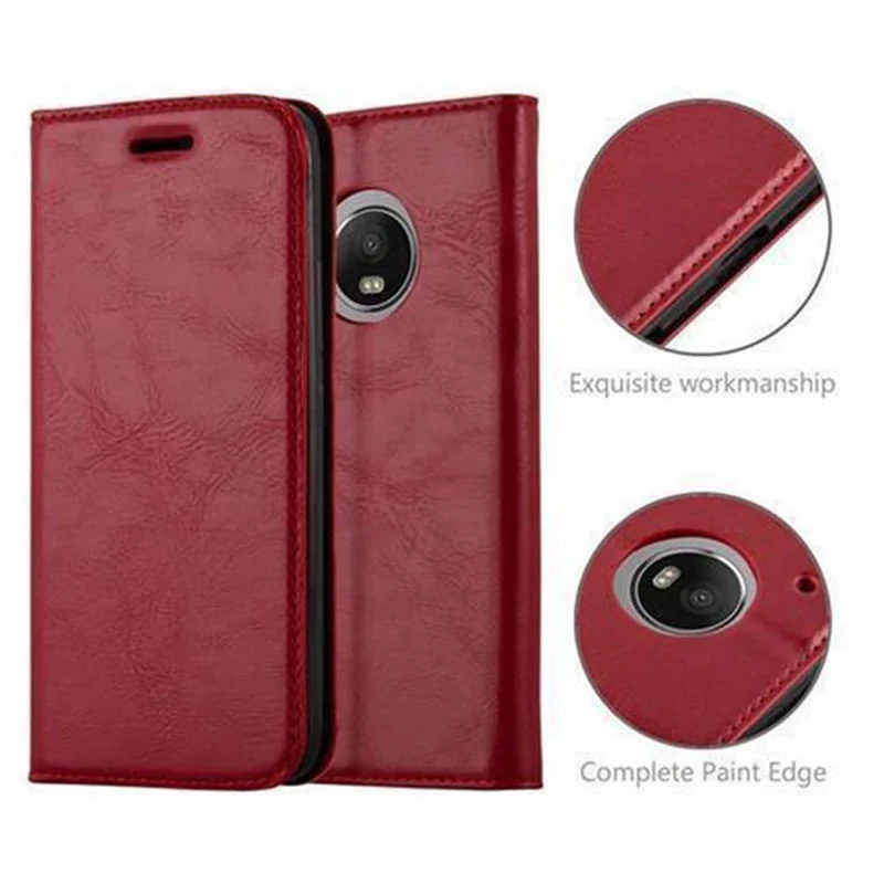 Cadorabo Hülle kompatibel mit Motorola MOTO G5 Schutzhülle mit Magnetverschluss, Standfunktion und Kartenfach