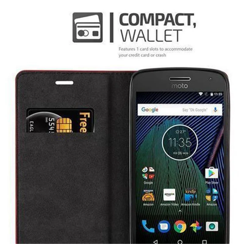 Cadorabo Hülle kompatibel mit Motorola MOTO G5 Schutzhülle mit Magnetverschluss, Standfunktion und Kartenfach