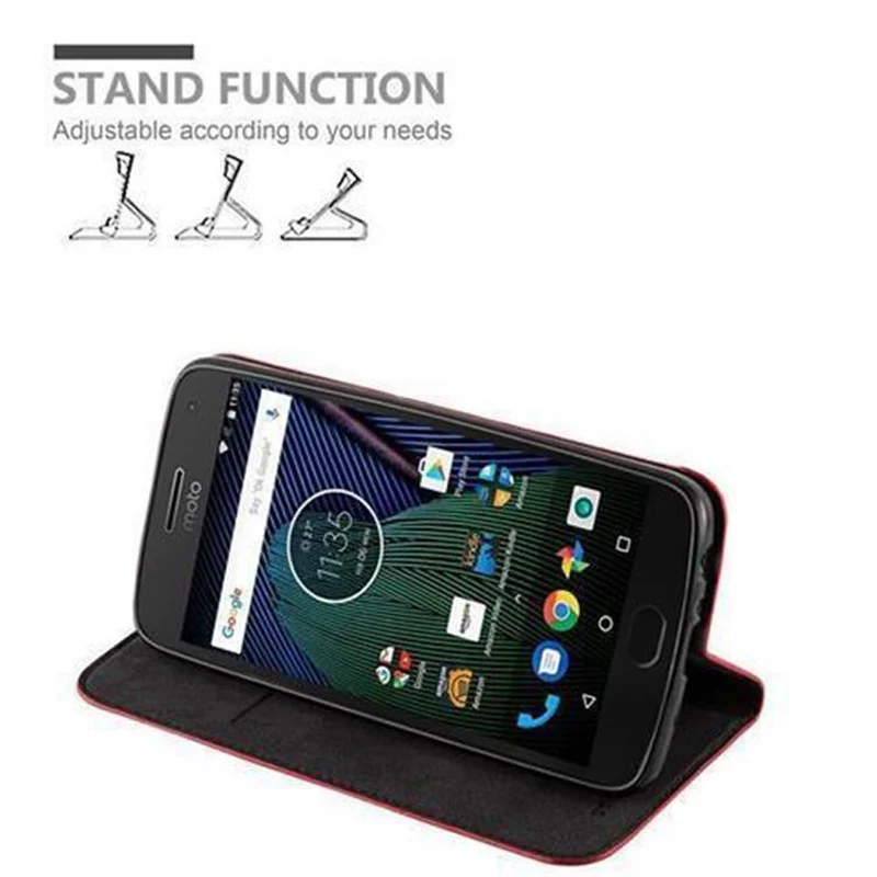 Cadorabo Hülle kompatibel mit Motorola MOTO G5 PLUS Schutzhülle mit Magnetverschluss, Standfunktion und Kartenfach