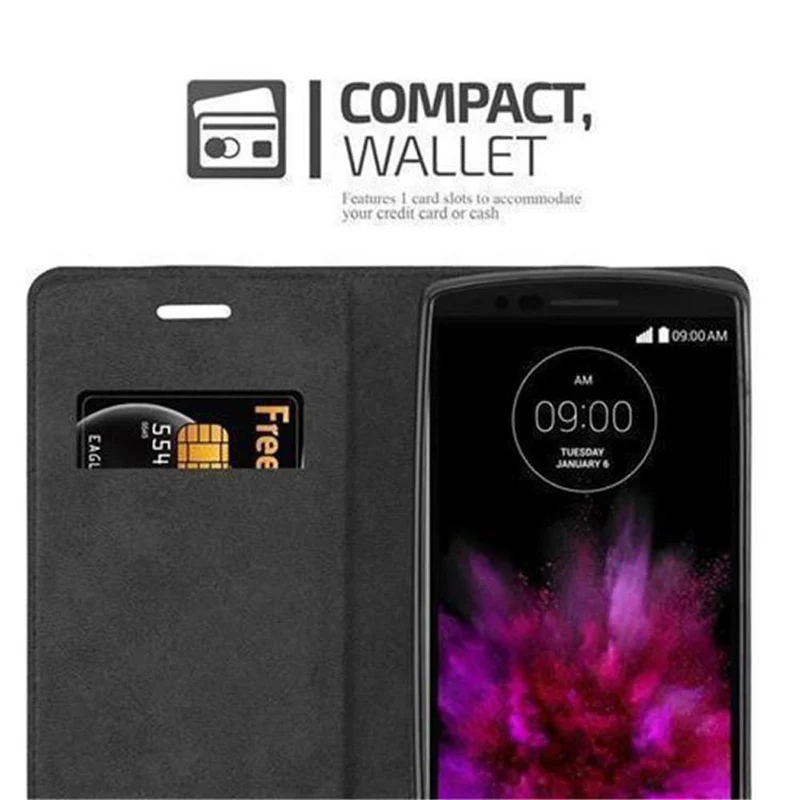 Cadorabo Hülle kompatibel mit LG G FLEX 2 Schutzhülle mit Magnetverschluss, Standfunktion und Kartenfach