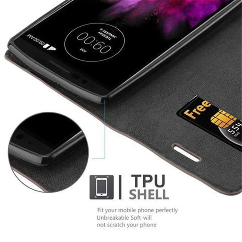 Cadorabo Hülle kompatibel mit LG G FLEX 2 Schutzhülle mit Magnetverschluss, Standfunktion und Kartenfach