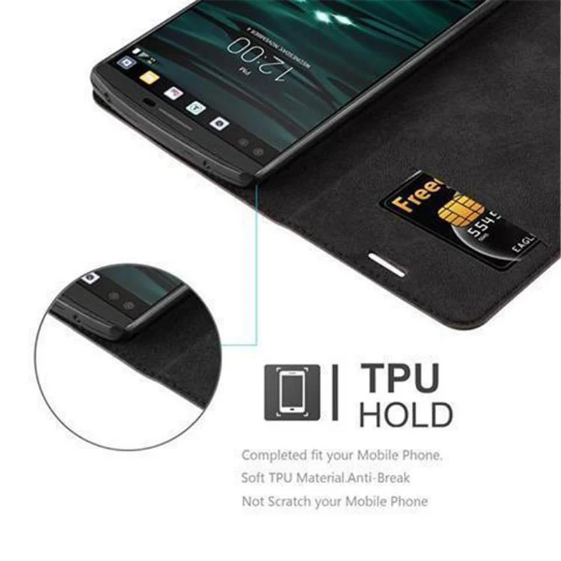 Cadorabo Hülle kompatibel mit LG V10 Schutzhülle mit Magnetverschluss, Standfunktion und Kartenfach