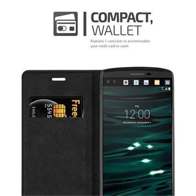Cadorabo Hülle kompatibel mit LG V10 Schutzhülle mit Magnetverschluss, Standfunktion und Kartenfach