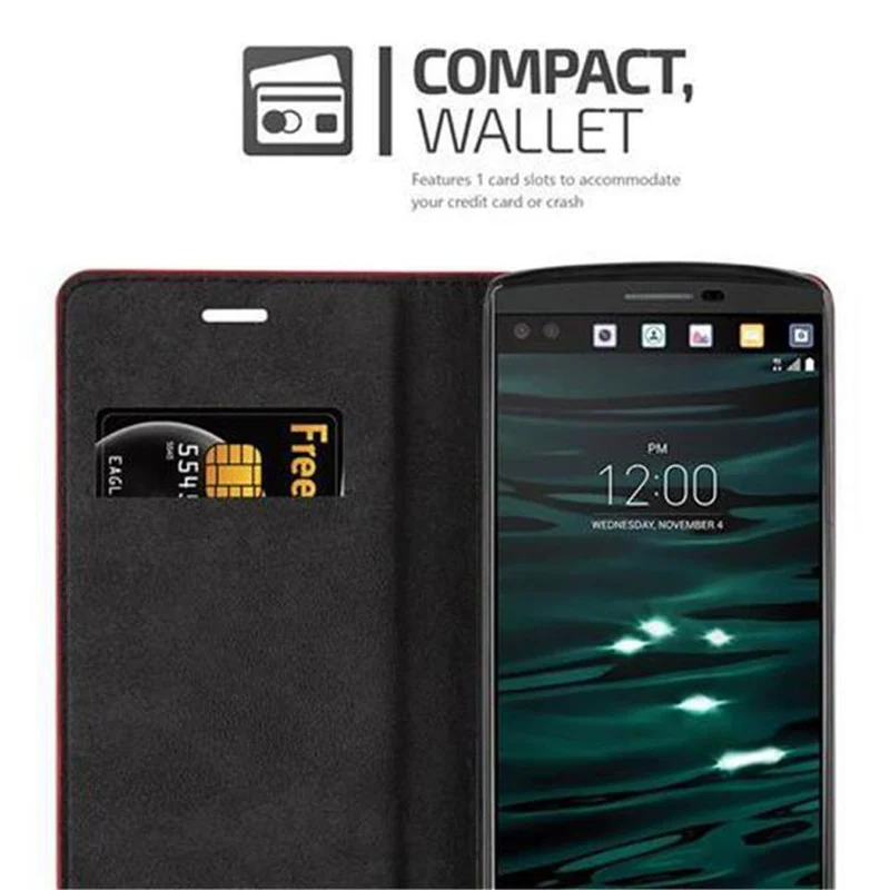 Cadorabo Hülle kompatibel mit LG V10 Schutzhülle mit Magnetverschluss, Standfunktion und Kartenfach