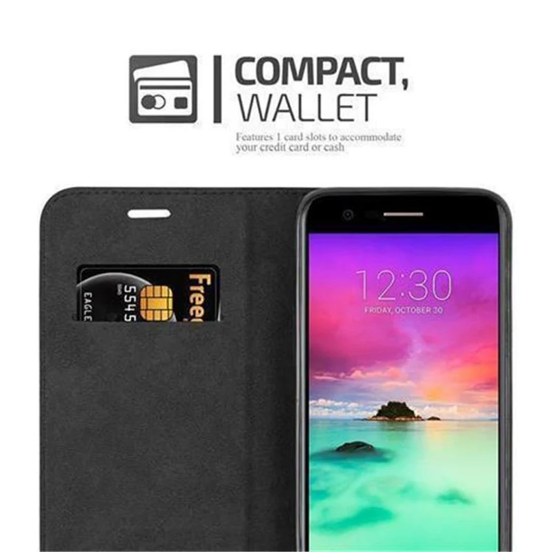 Cadorabo Hülle kompatibel mit LG K10 2017 Schutzhülle mit Magnetverschluss, Standfunktion und Kartenfach