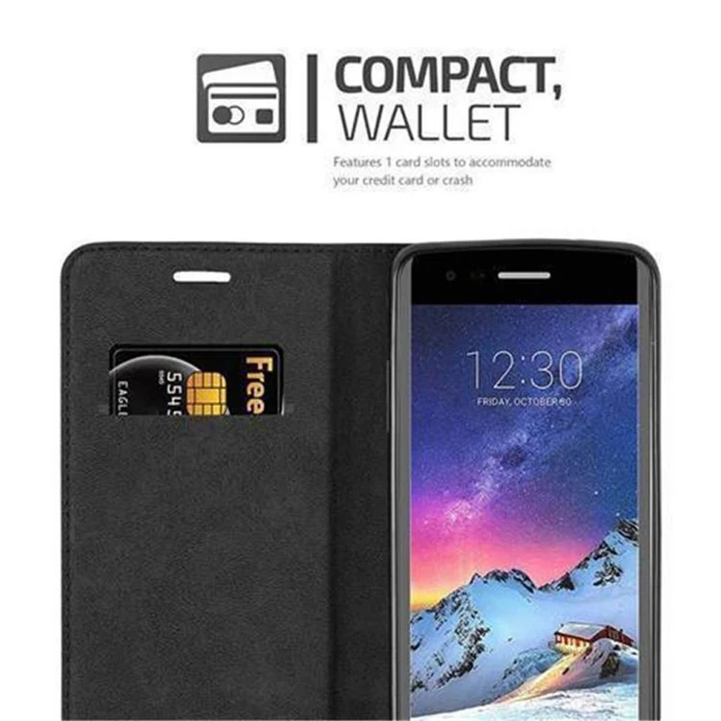 Cadorabo Hülle kompatibel mit LG K8 2017 Schutzhülle mit Magnetverschluss, Standfunktion und Kartenfach