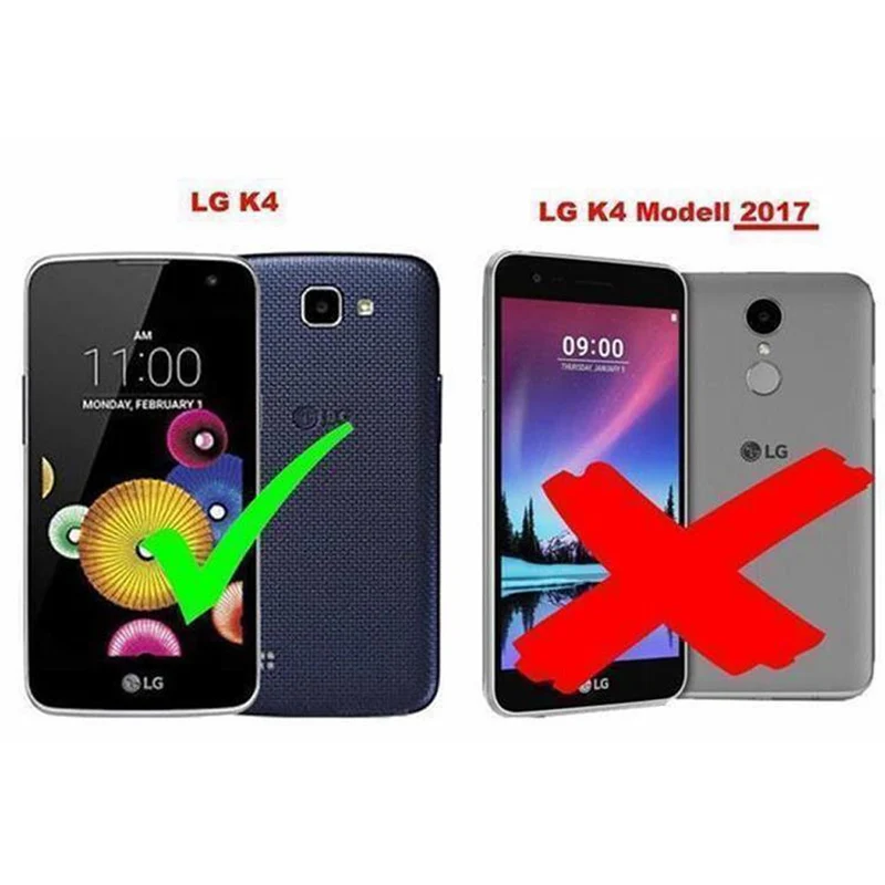 Cadorabo Hülle kompatibel mit LG K4 2016 Schutzhülle mit Magnetverschluss, Standfunktion und Kartenfach