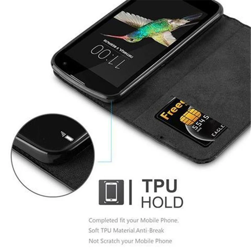Cadorabo Hülle kompatibel mit LG K4 2016 Schutzhülle mit Magnetverschluss, Standfunktion und Kartenfach