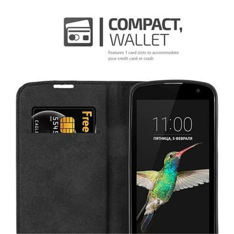 Cadorabo Hülle kompatibel mit LG K4 2016 Schutzhülle mit Magnetverschluss, Standfunktion und Kartenfach